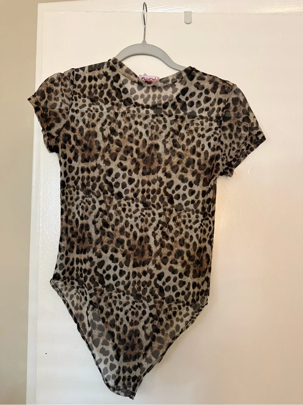 Girls' Leopard Print Short Sleeve Camisole Bodysuit - Brown